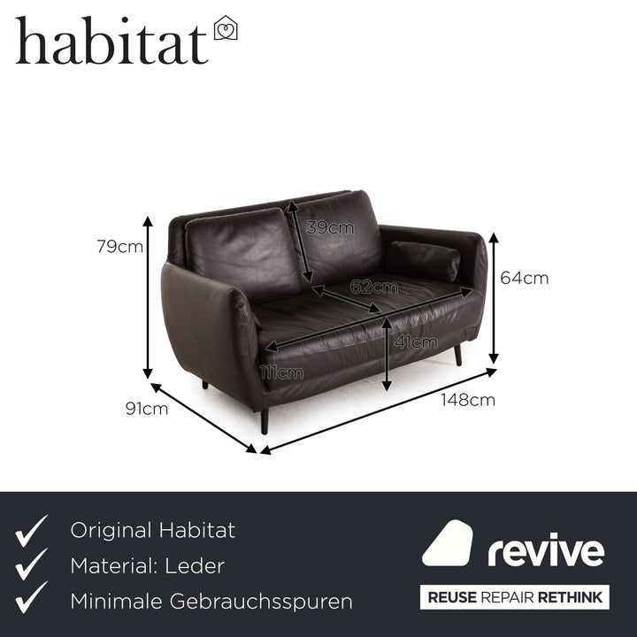 Habitat Ella Leder Sofa Braun Zweisitzer Couch