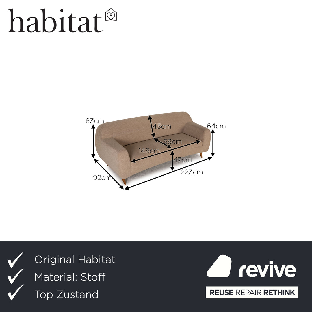 Habitat Stoff Sofa Beige Zweisitzer Couch
