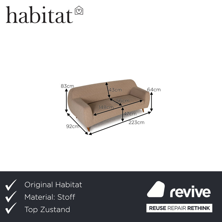 Habitat Stoff Sofa Beige Zweisitzer Couch