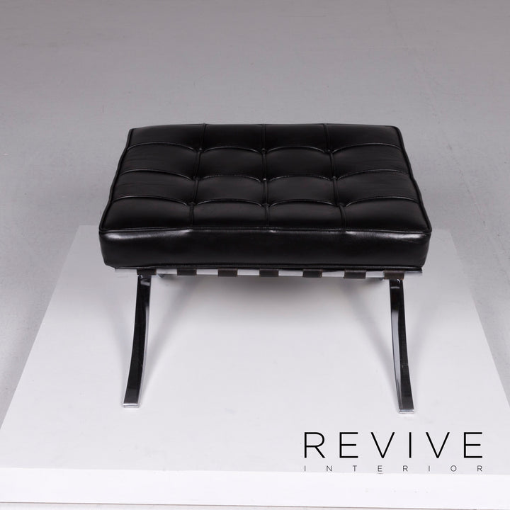 Knoll International Barcelona Chair Vintage Designer Leder Hocker Schwarz #10367
