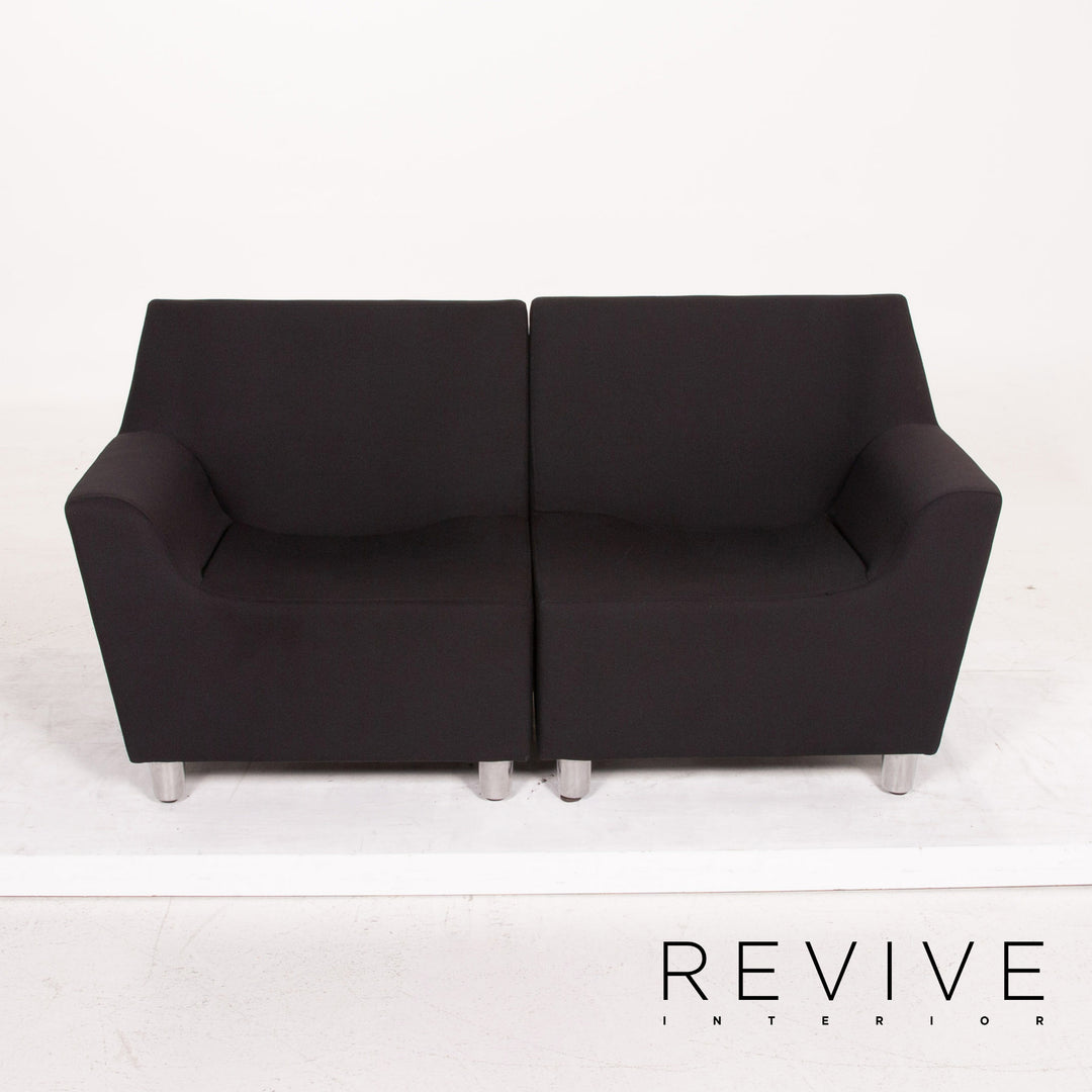 Herman Miller Love Seat Fabric Sofa Black Two Seater Feature Modular Couch #15296