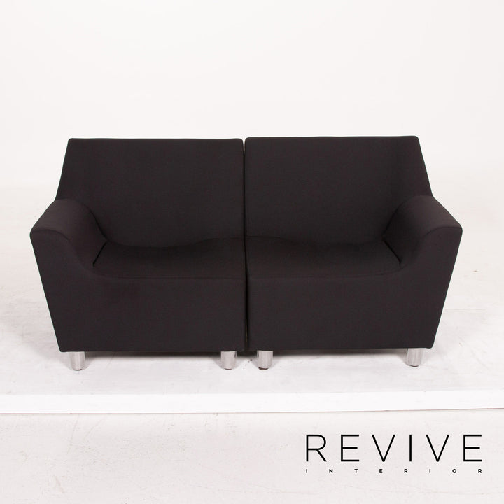 Herman Miller Love Seat Fabric Sofa Black Two Seater Feature Modular Couch #15296