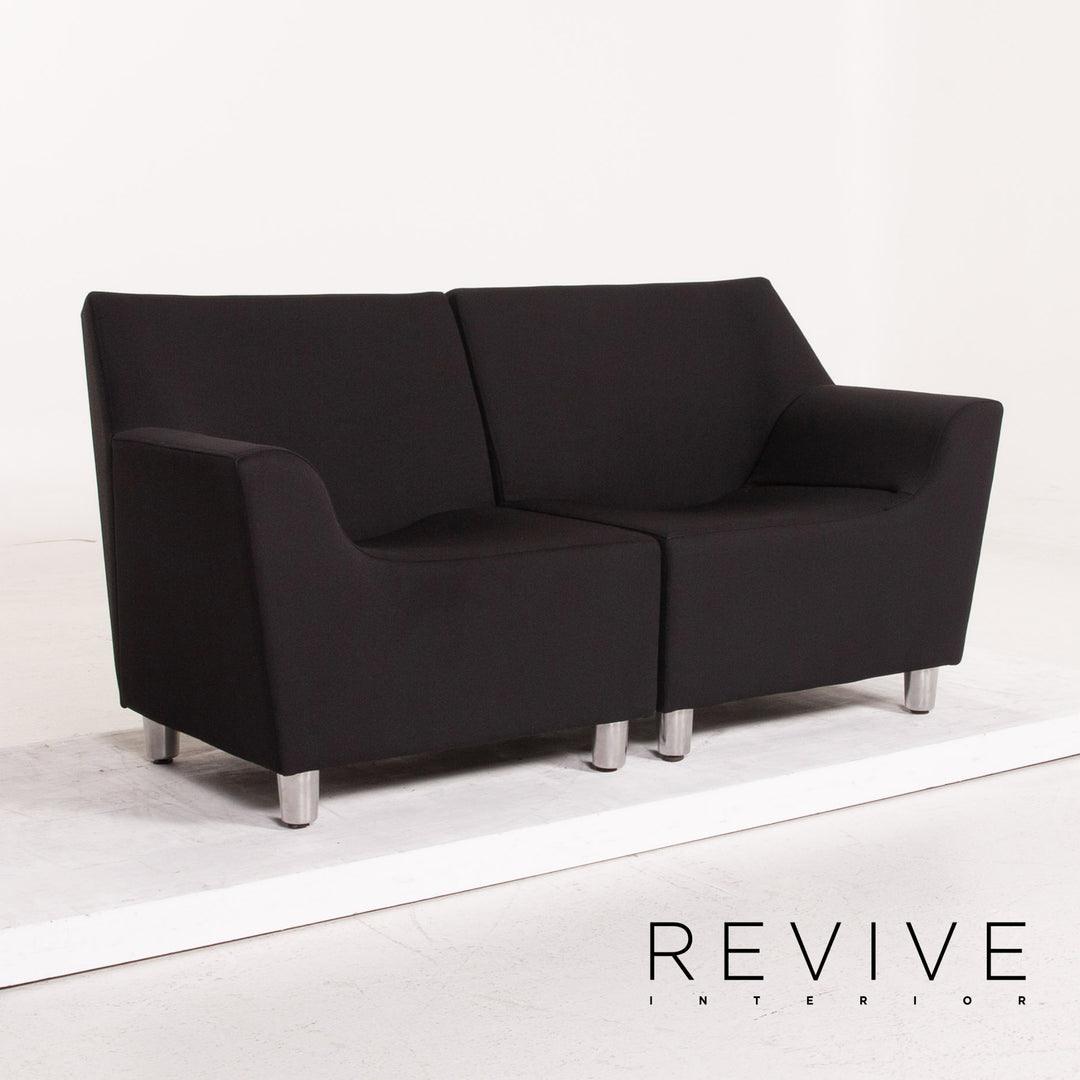 Herman Miller Love Seat Fabric Sofa Black Two Seater Feature Modular Couch #15296