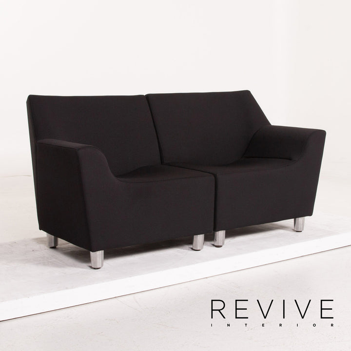 Herman Miller Love Seat Fabric Sofa Black Two Seater Feature Modular Couch #15296