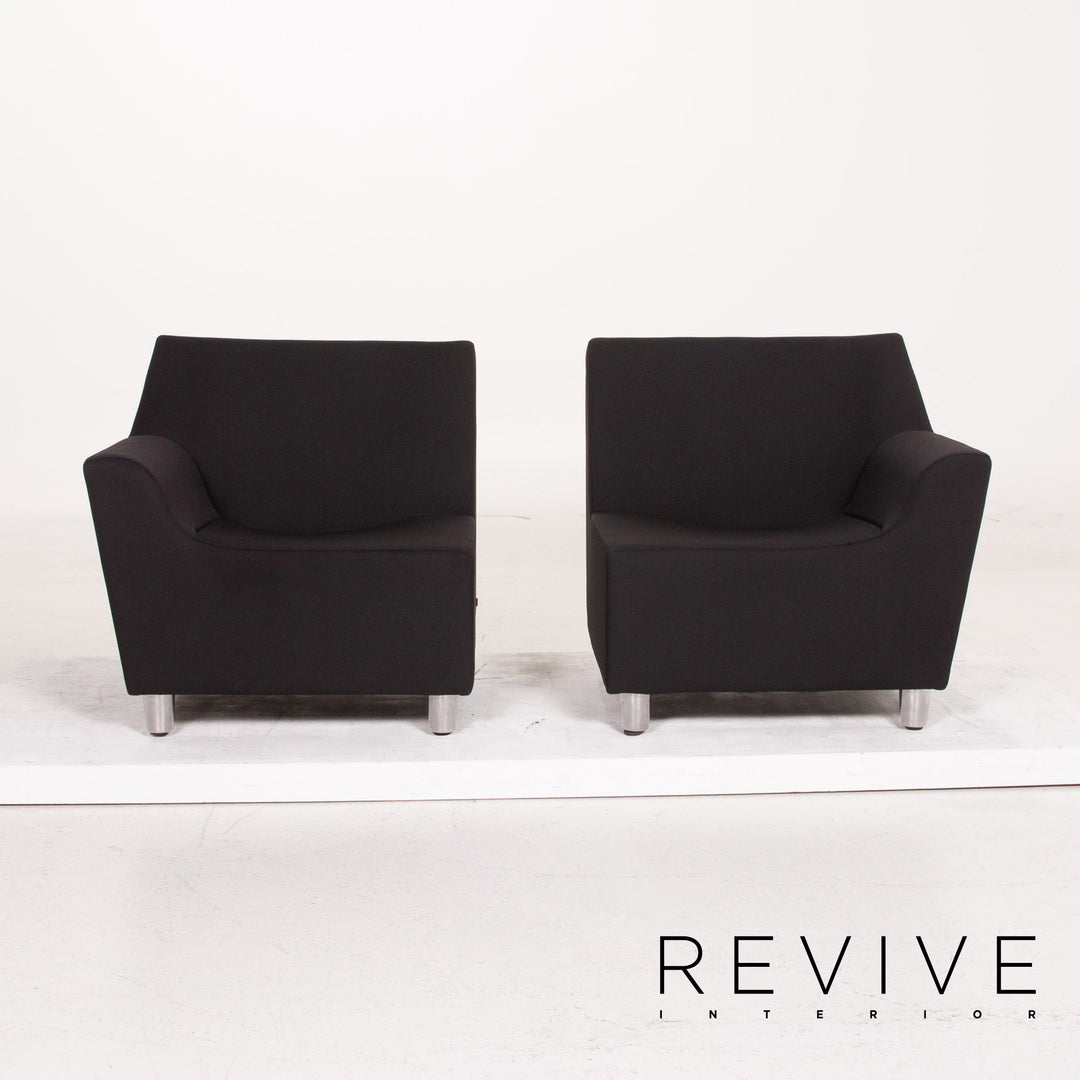 Herman Miller Love Seat Fabric Sofa Black Two Seater Feature Modular Couch #15296