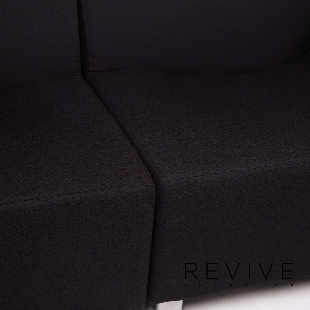 Herman Miller Love Seat Fabric Sofa Black Two Seater Feature Modular Couch #15296