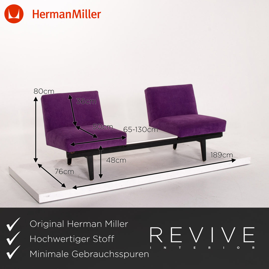 Herman Miller Stoff Sofa Garnitur Lila 2x Zweisitzer Couch #13877
