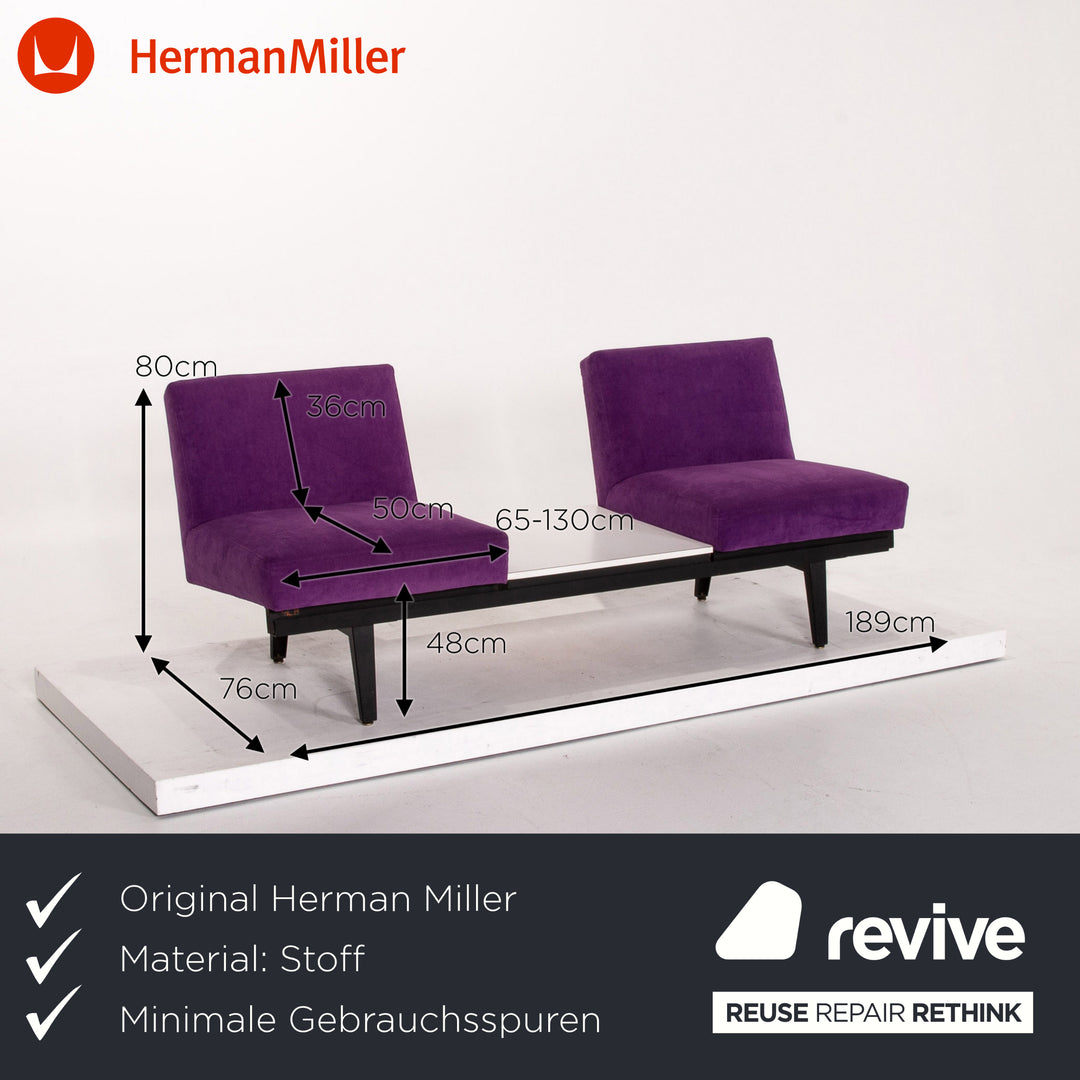 Herman Miller Stoff Sofa Lila Zweisitzer Couch #13878