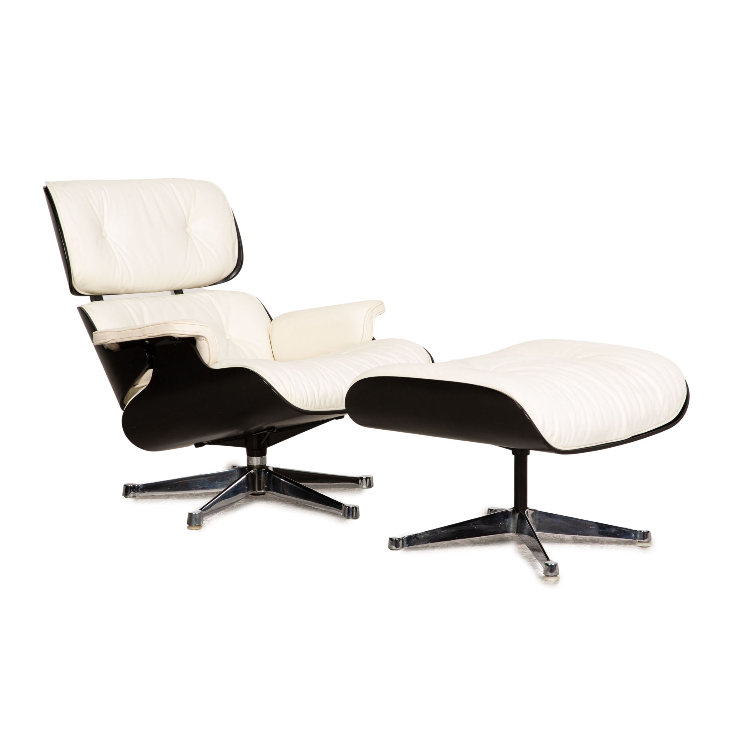 Herman Miller Sessel Eames Lounge Chair inkl. Ottoman Herman Miller Creme Leder 2. Hand Revive