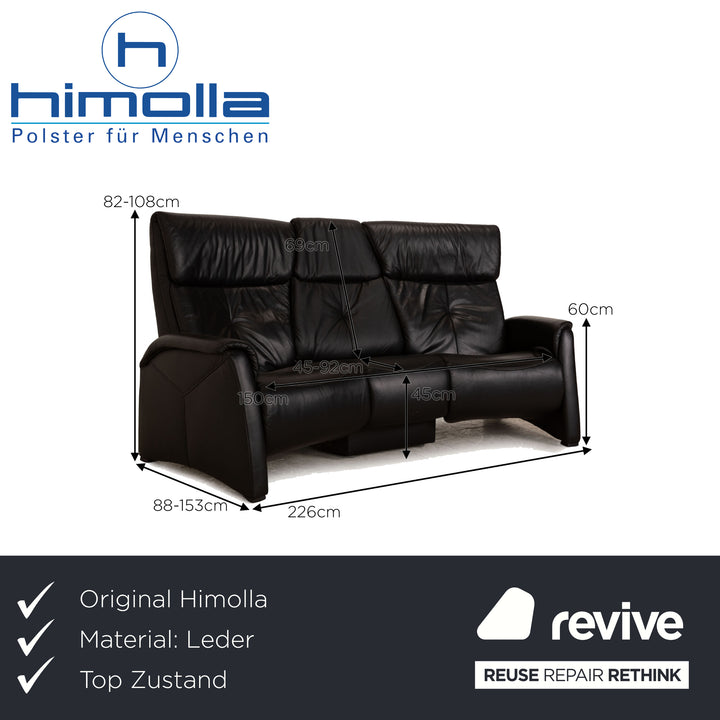 Himolla 4978 Leather Three Seater Black Manual Function Cumuly Sofa Couch