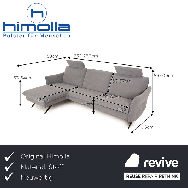 Himolla 6902 Stoff Ecksofa Blau Grau elektrische Funktion Recamiere Links Sofa Couch