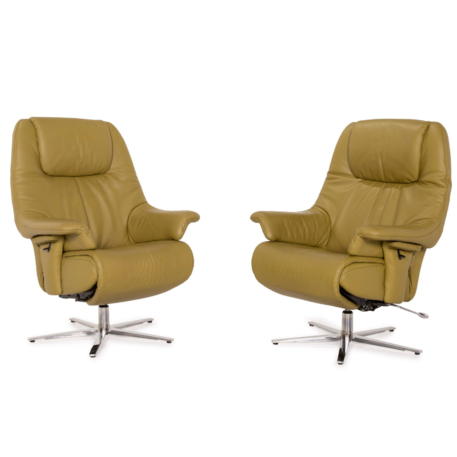 Himolla 7530 Exclusive Leather Armchair Set Yellow Relax Function Olive Green Outlet Set