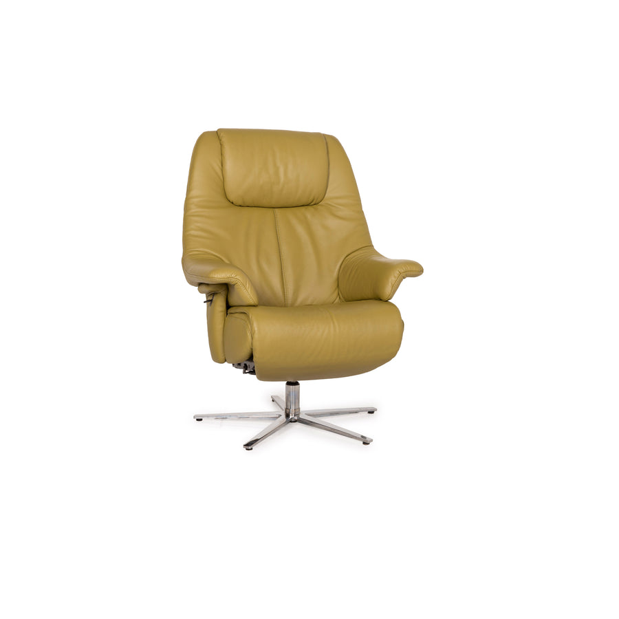 Himolla 7530 Exclusive Leather Armchair Yellow Relax Function Olive Green Outlet