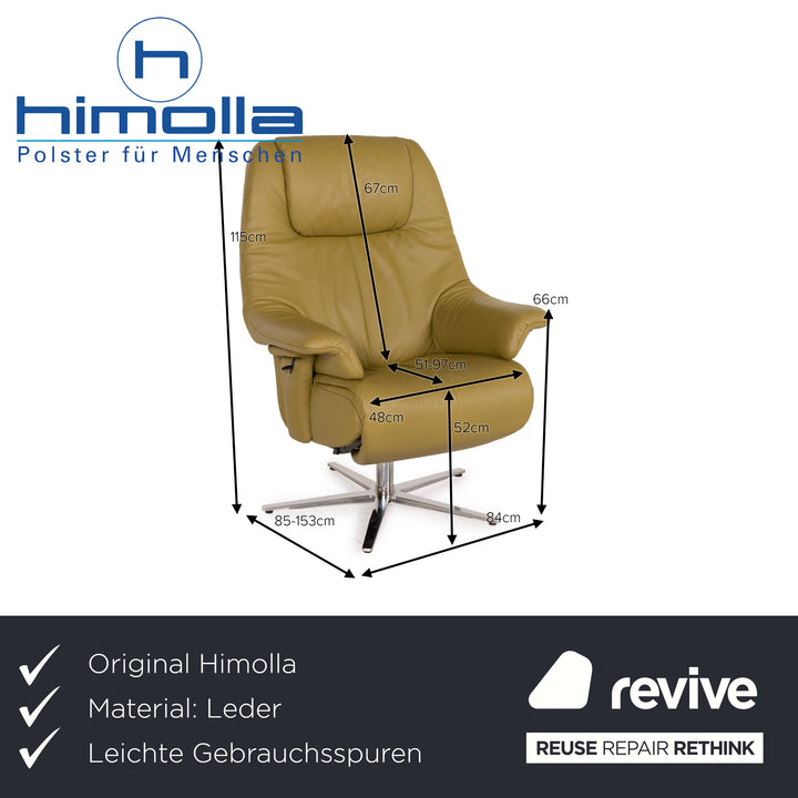 Himolla 7530 Exclusive Leather Armchair Yellow Relax Function Olive Green Outlet