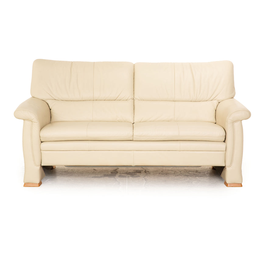 Himolla BPW Leder Zweisitzer Beige Sofa Couch manuelle Funktion Schlafsofa