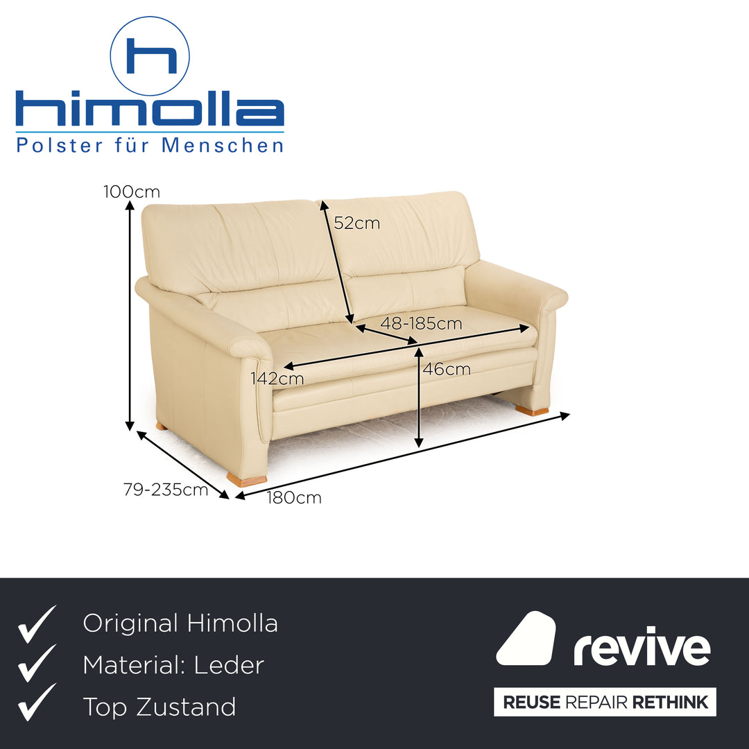 Himolla BPW Leather Two Seater Beige Sofa Couch Manual Function Sofa Bed