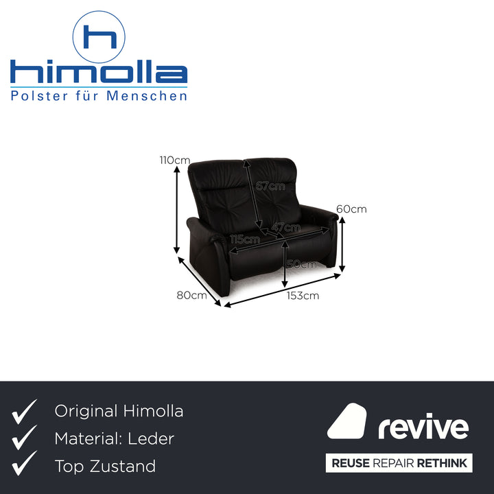 Himolla Cumully Leather Two Seater Black Sofa Couch Recliner