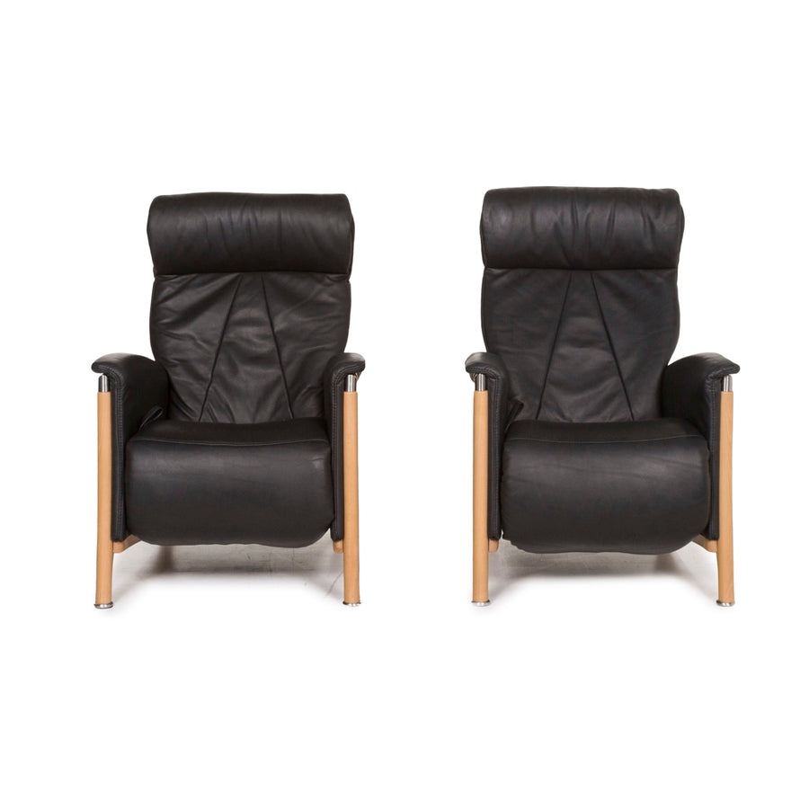 Himolla Cumuly leather armchair set black 2x armchair #13122