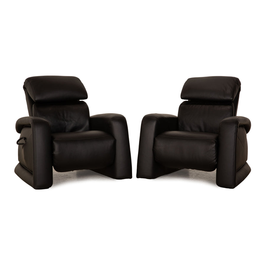 Himolla Cumuly leather armchair set black 2x armchairs electric relaxation function