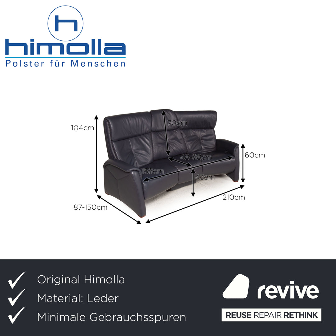 Himolla Cumuly leather sofa blue three-seater couch function relaxation function