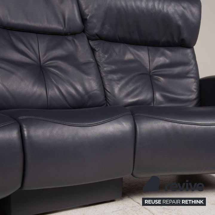 Himolla Cumuly Leder Sofa Blau Dreisitzer Couch Funktion Relaxfunktion