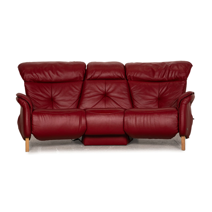 Himolla Cumuly Leather Sofa Dark Red Three seater couch electric function