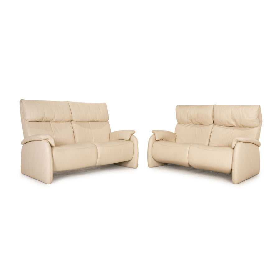 Himolla Cumuly Leder Sofa Garnitur Creme Zweisitzer Couch Relaxfunktion