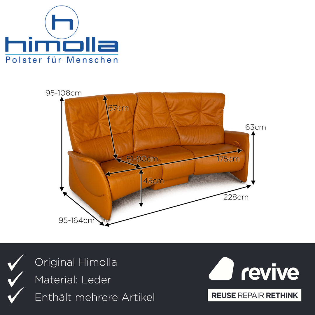 Himolla Cumuly Leder Sofa Garnitur Gelb Orange Dreisitzer Sessel Hocker