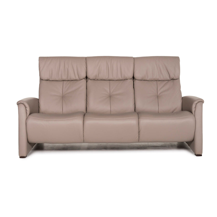 Himolla Cumuly Leather Sofa Gray Grey-Beige Three Seater Couch #12820