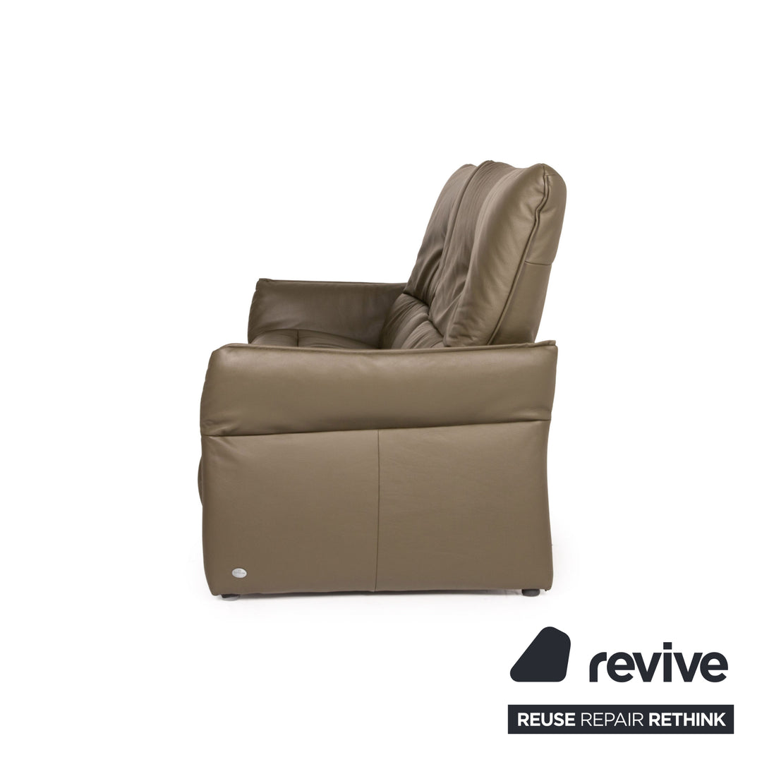 Himolla Cumuly Leather Sofa Olive Gray Green Three Seater Electric Function Recliner Couch