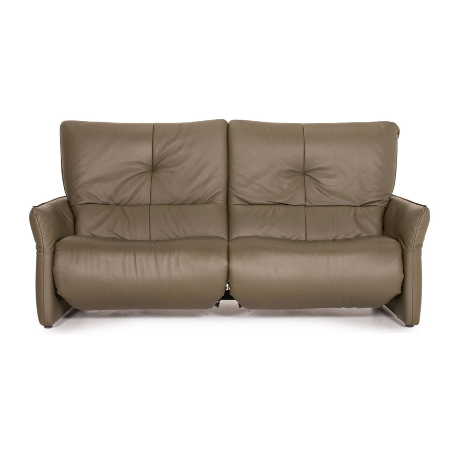 Himolla Cumuly Leather Sofa Olive Gray Green Three Seater Electric Function Recliner Couch