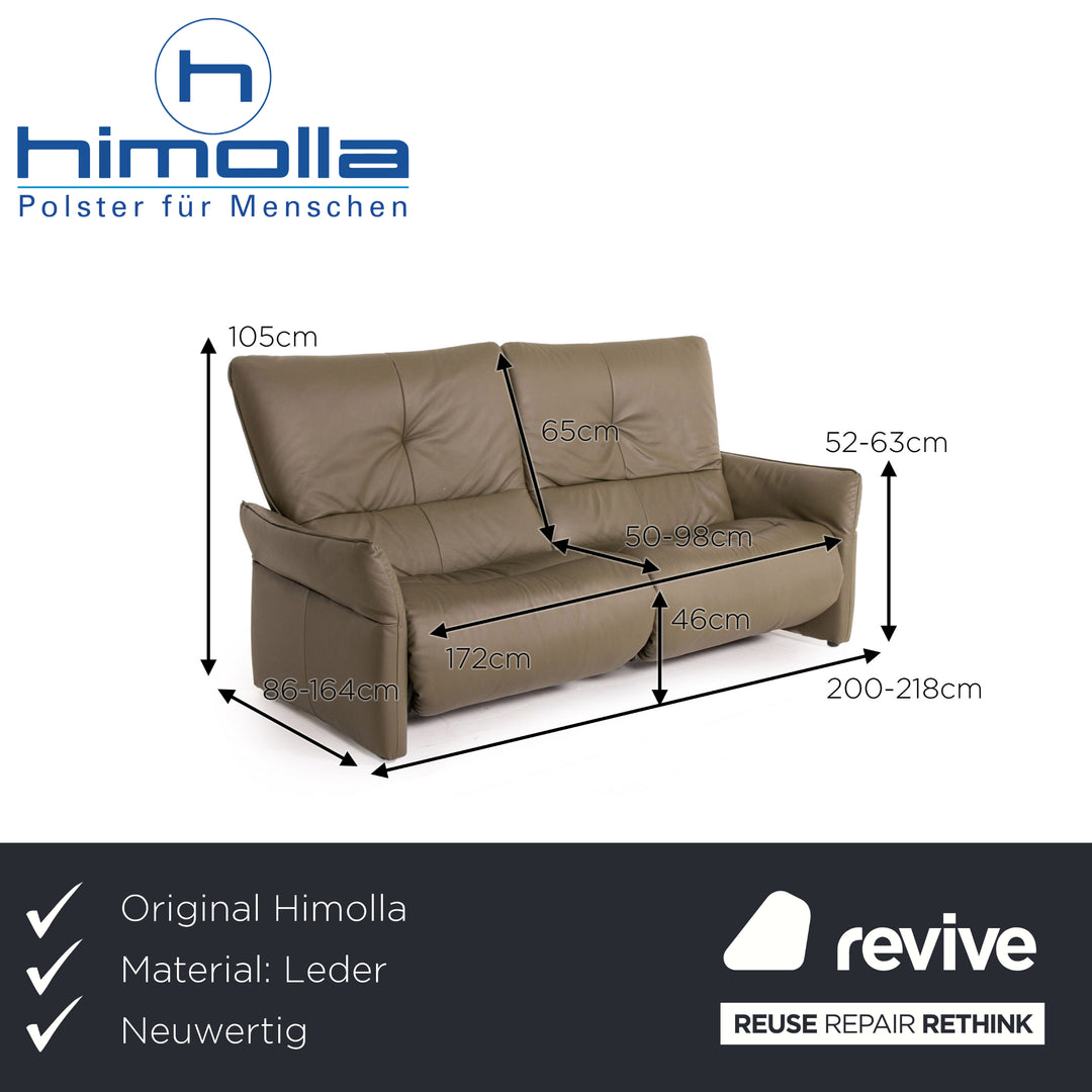 Himolla Cumuly Leder Sofa Olivgrün Graugrün Dreisitzer elektrische Funktion Relaxfunktion Couch