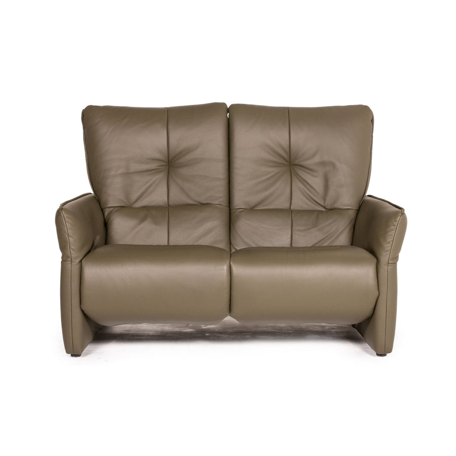 Himolla Cumuly Leather Sofa Olive Green Gray Green Two Seater Function Relaxation Couch