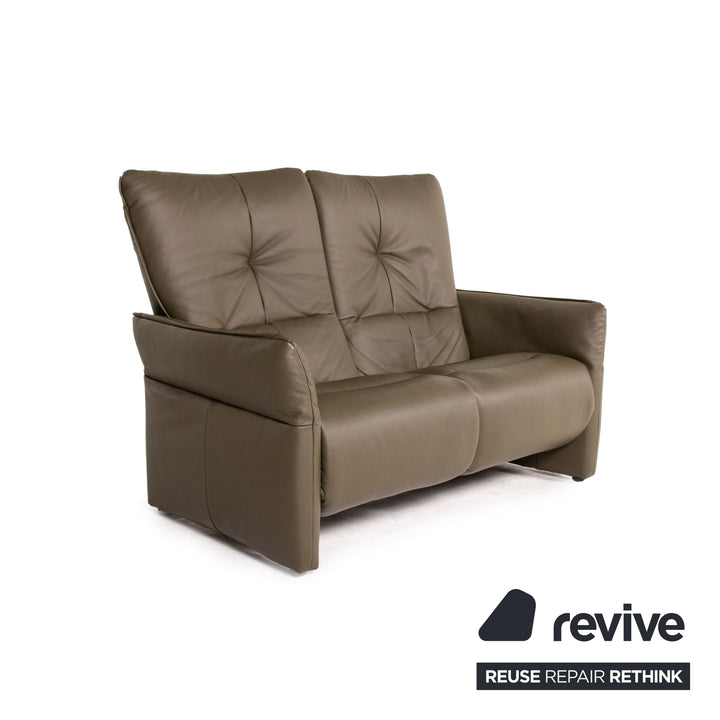 Himolla Cumuly Leder Sofa Olivgrün Graugrün Zweisitzer Funktion Relaxfunktion Couch