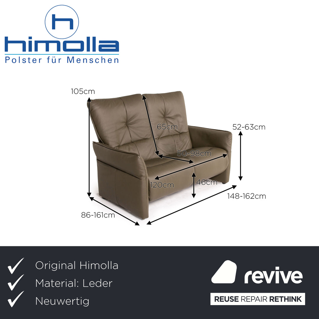 Himolla Cumuly Leder Sofa Olivgrün Graugrün Zweisitzer Funktion Relaxfunktion Couch