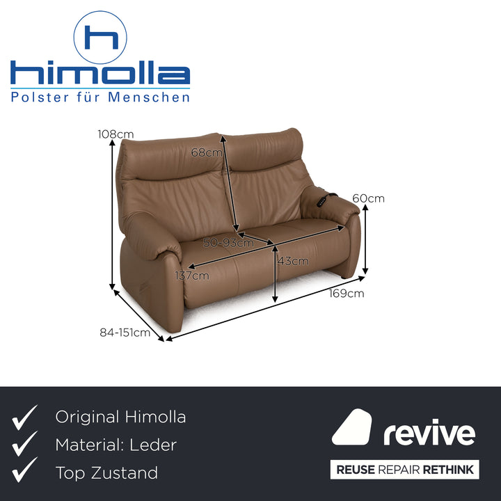Himolla Cumuly leather two-seater brown taupe sofa couch electr. function
