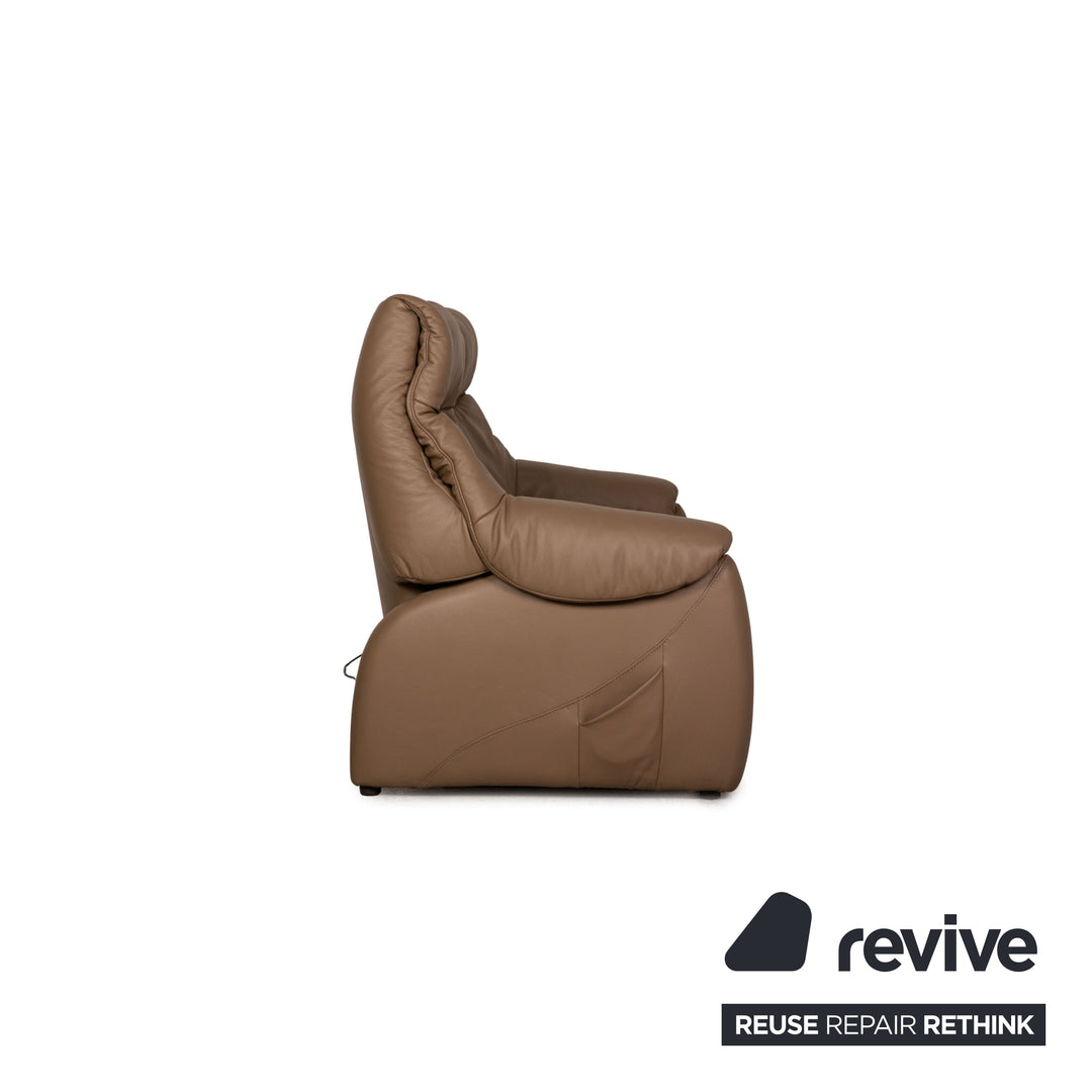 Himolla Cumuly leather two-seater brown taupe sofa couch electr. function