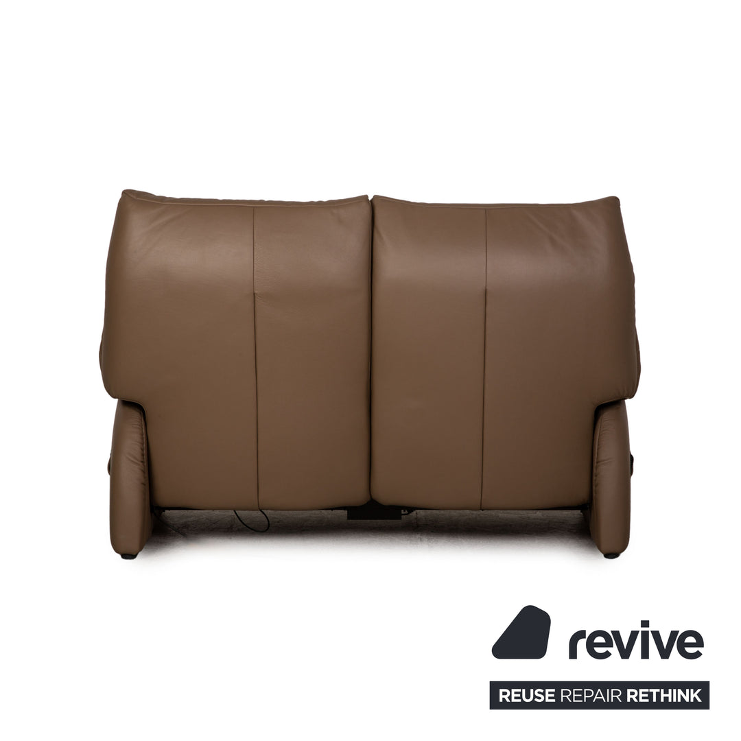 Himolla Cumuly leather two-seater brown taupe sofa couch electr. function