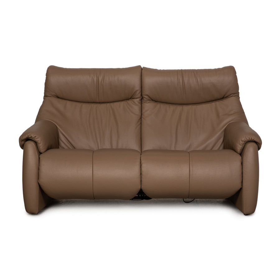 Himolla Cumuly leather two-seater brown taupe sofa couch electr. function