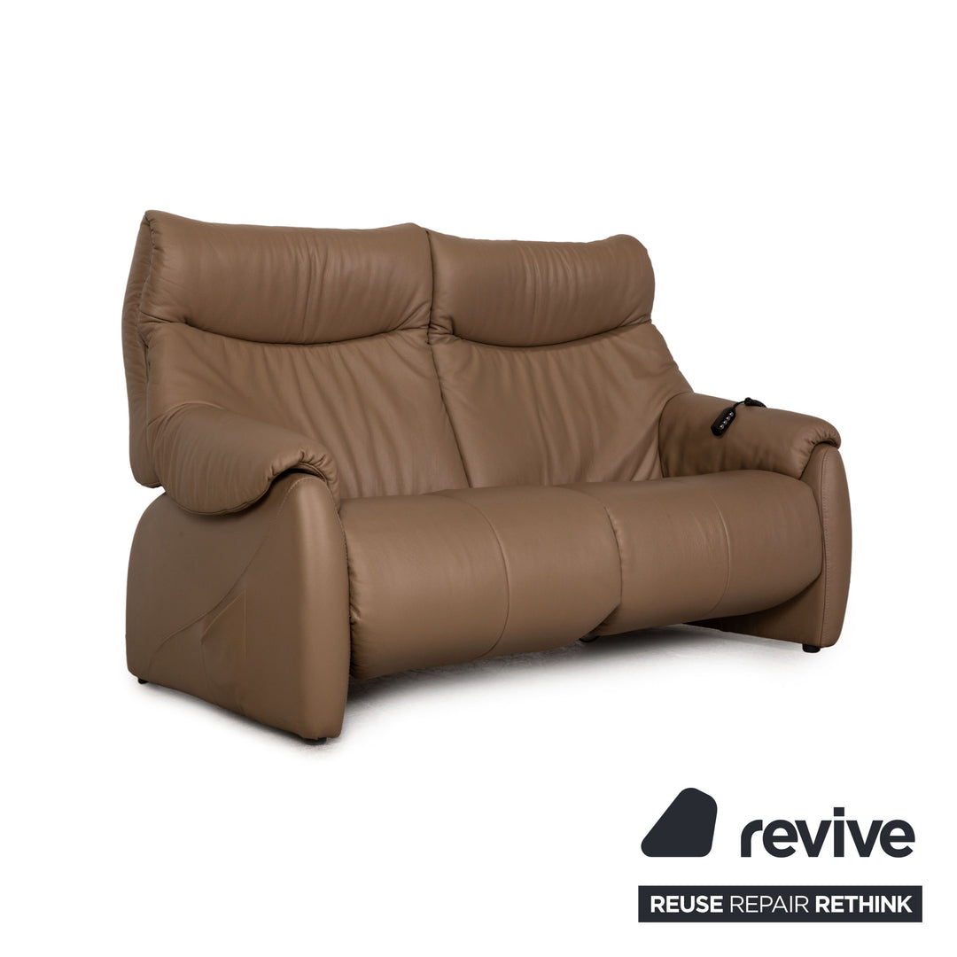 Himolla Cumuly leather two-seater brown taupe sofa couch electr. function