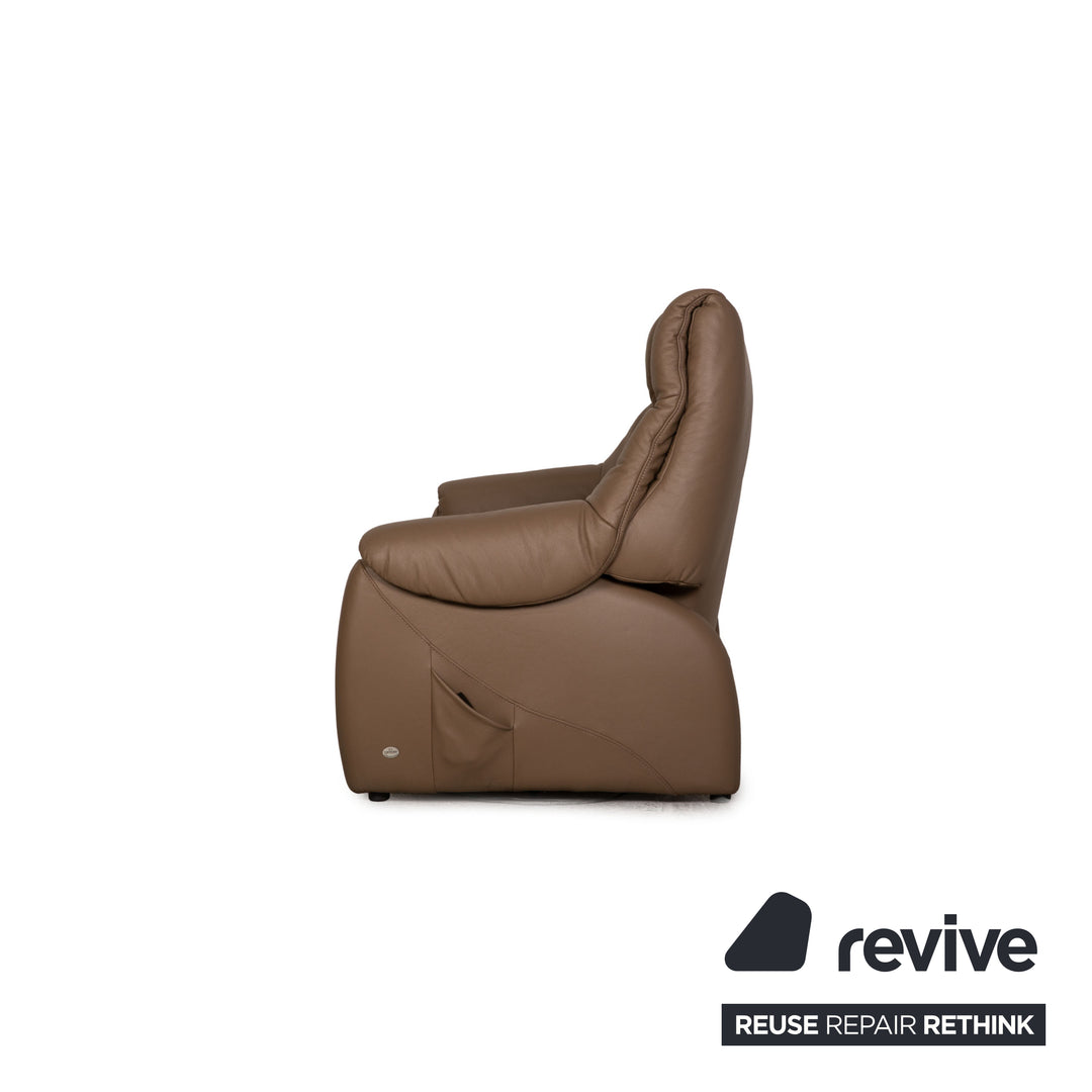 Himolla Cumuly leather two-seater brown taupe sofa couch electr. function