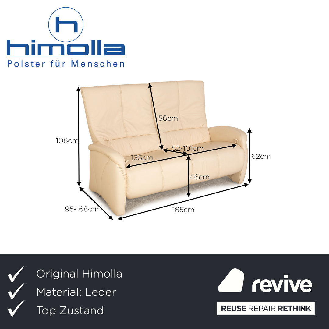 Himolla Cumuly leather two-seater cream sofa couch manual function relaxation function