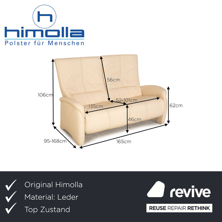 Himolla Cumuly leather two-seater cream sofa couch manual function relaxation function