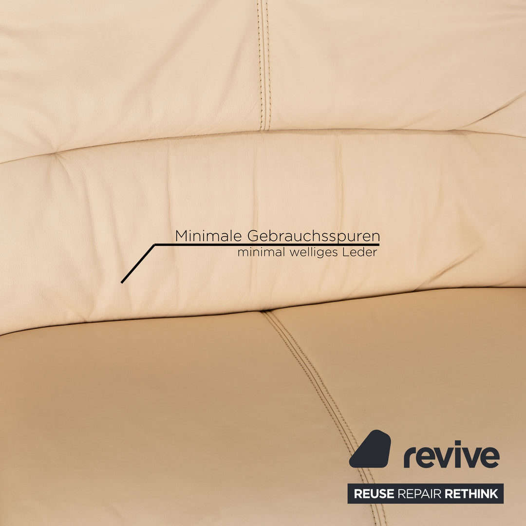 Himolla Cumuly leather two-seater cream sofa couch manual function relaxation function