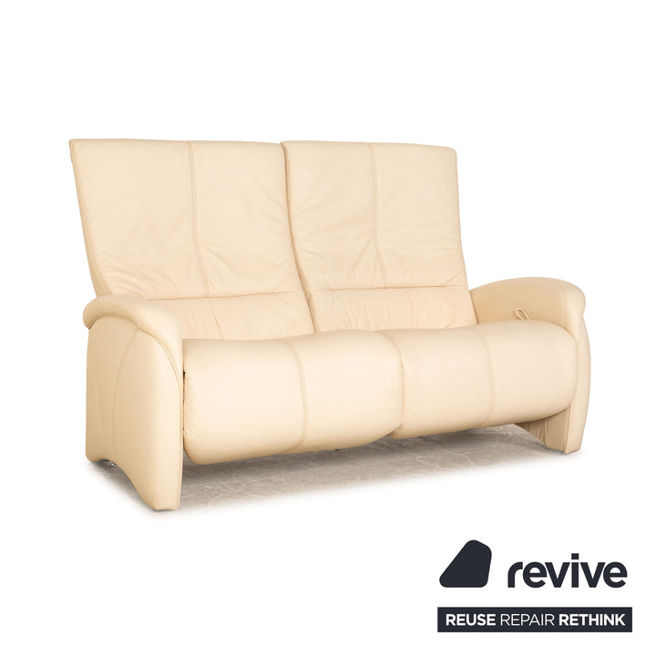 Himolla Cumuly leather two-seater cream sofa couch manual function relaxation function