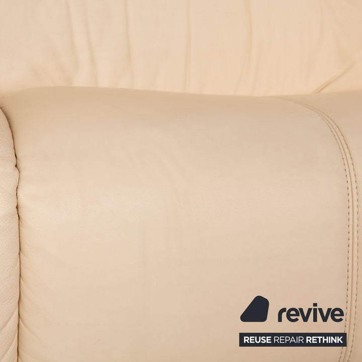 Himolla Cumuly leather two-seater cream sofa couch manual function relaxation function