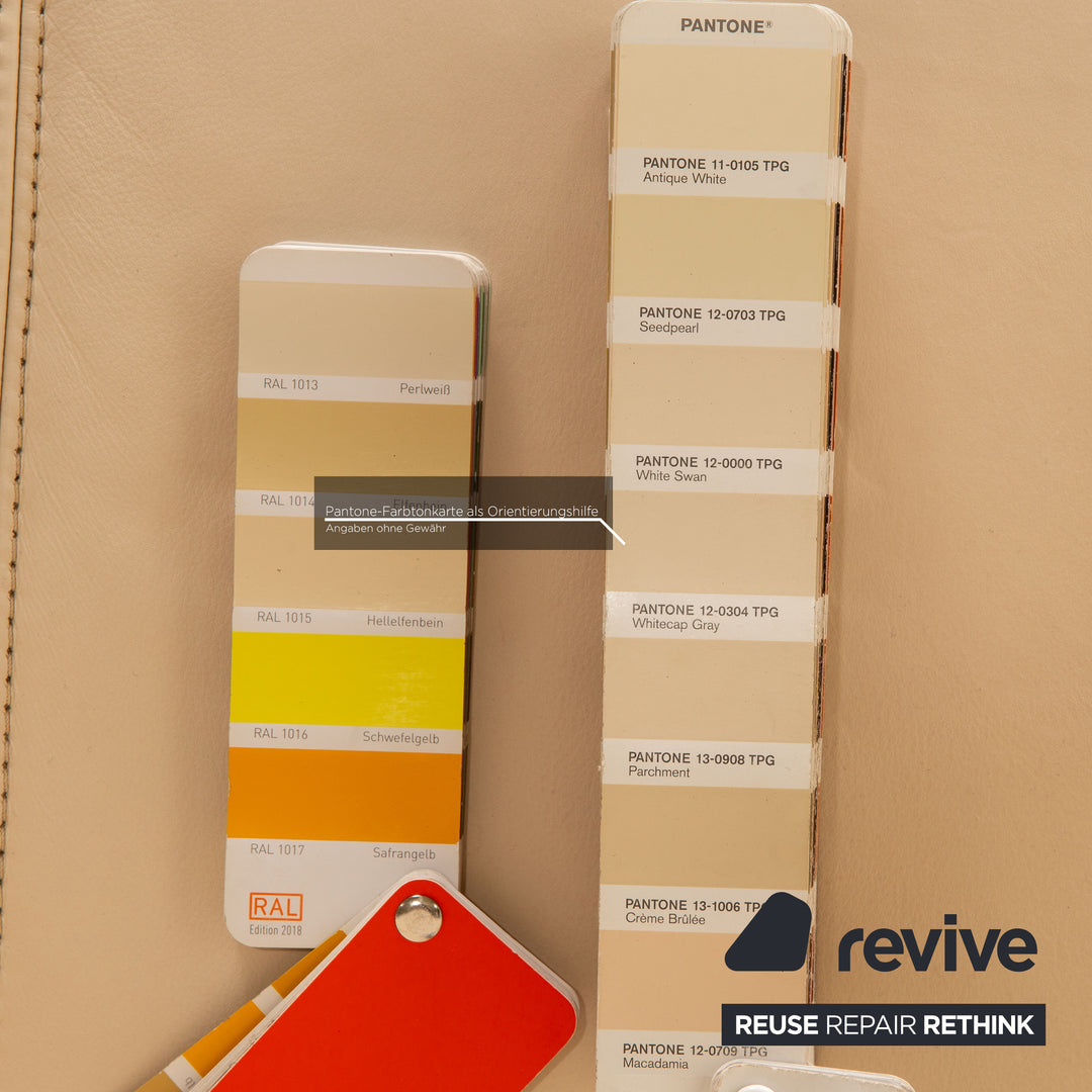 Himolla Cumuly leather two-seater cream sofa couch manual function relaxation function