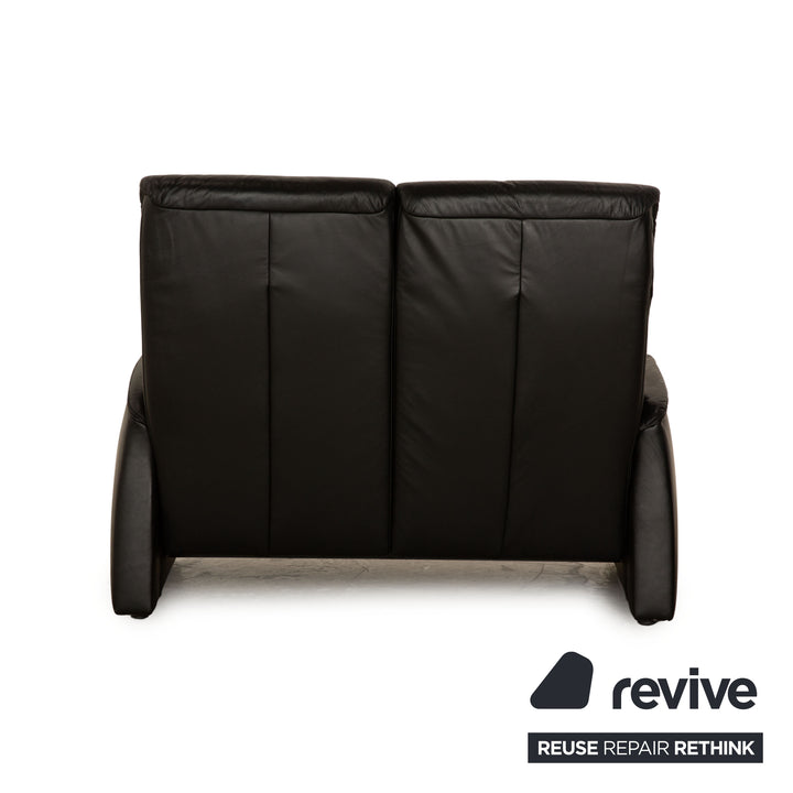 Himolla Cumuly Leather Two Seater Black Sofa Couch Manual Function