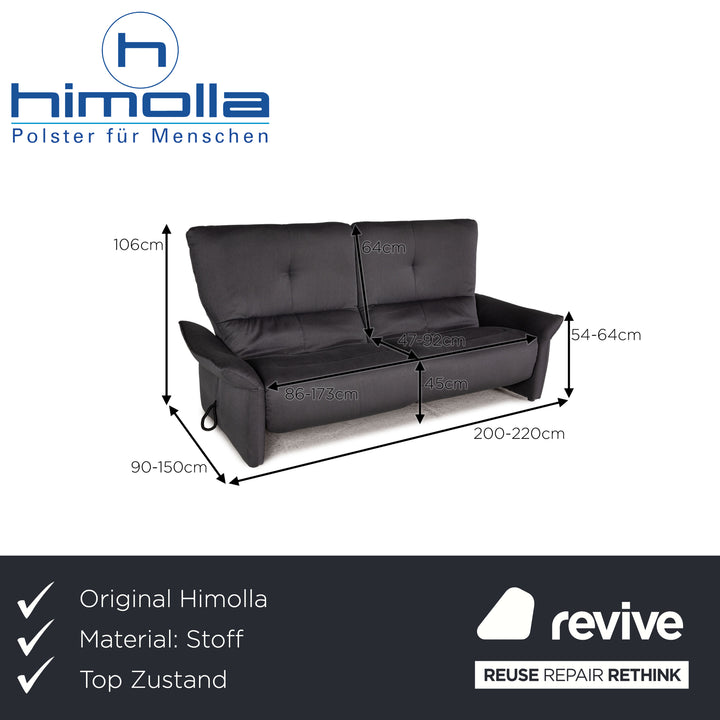 Himolla Cumuly fabric sofa gray three-seater couch function relax function