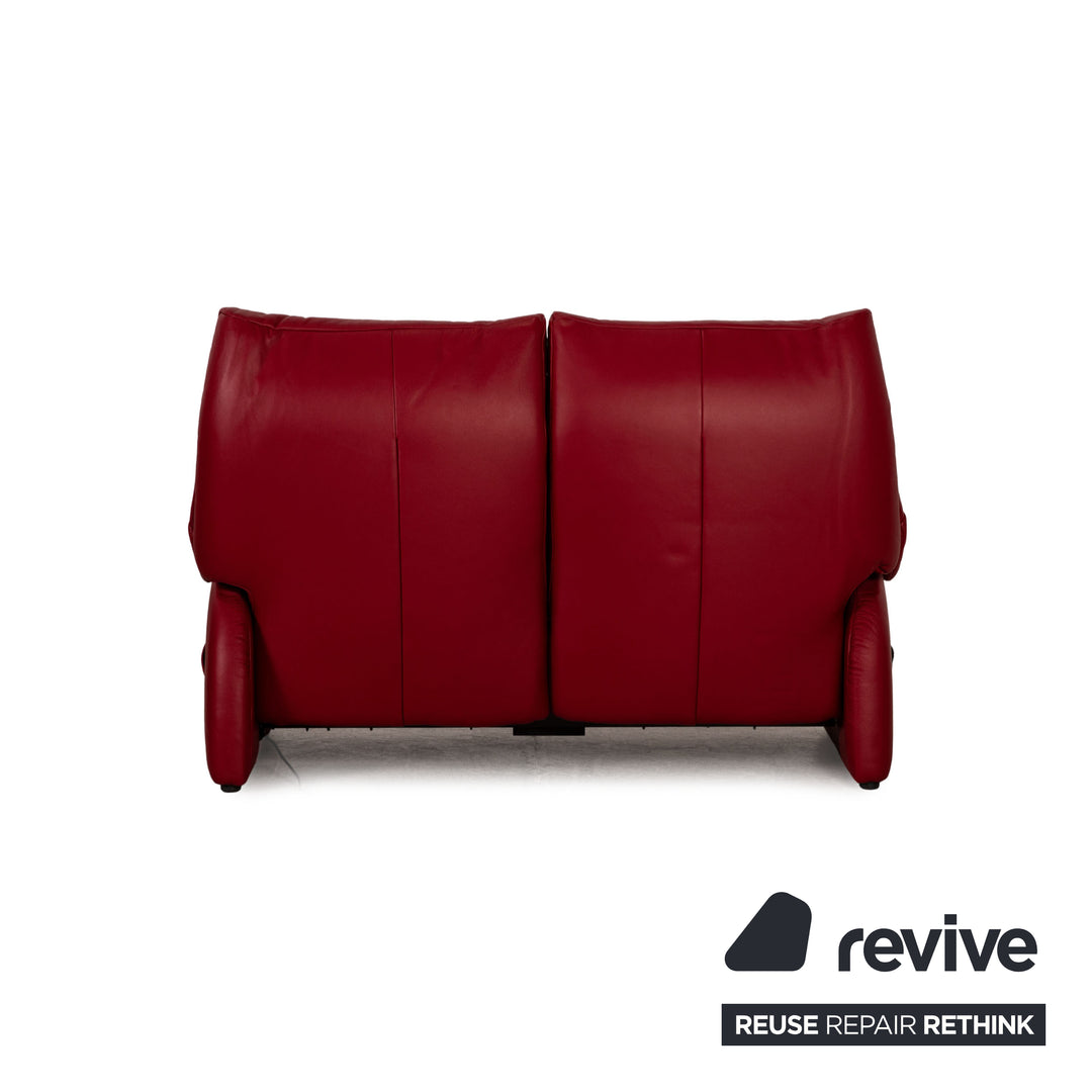 Himolla Cumuly Two Seater Leather Red Sofa Couch Electric Function